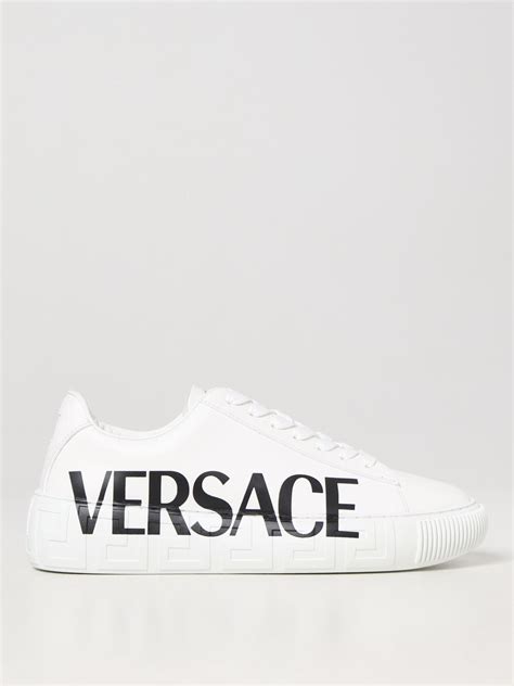 white versace logo sneakers|Versace white sneakers men.